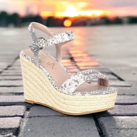 Deltan Shoes - Deltan EVERLY Espadrille Wedges / Color Lilac Snake
